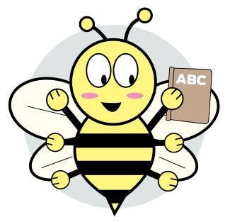Cartoon bee with book